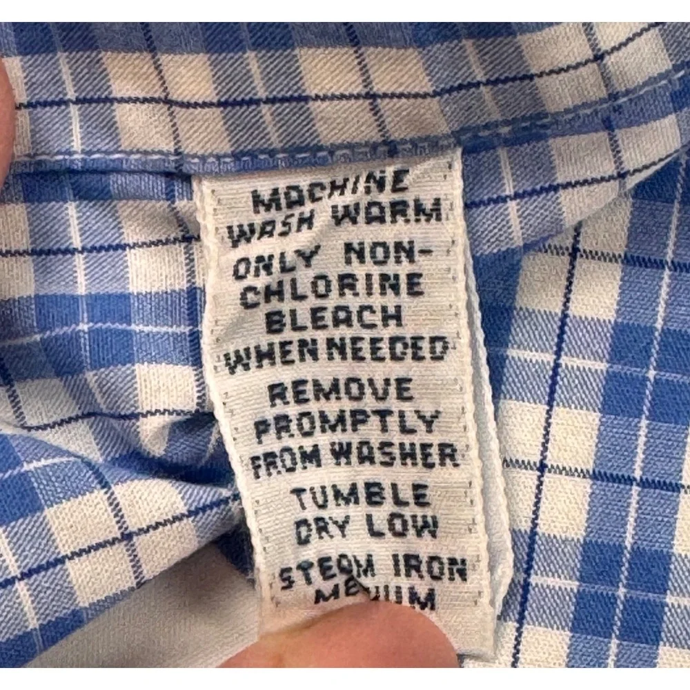 Polo Ralph Lauren Mens 17.5‎ 34/35 Blue White Check Cotton Button Down Shirt